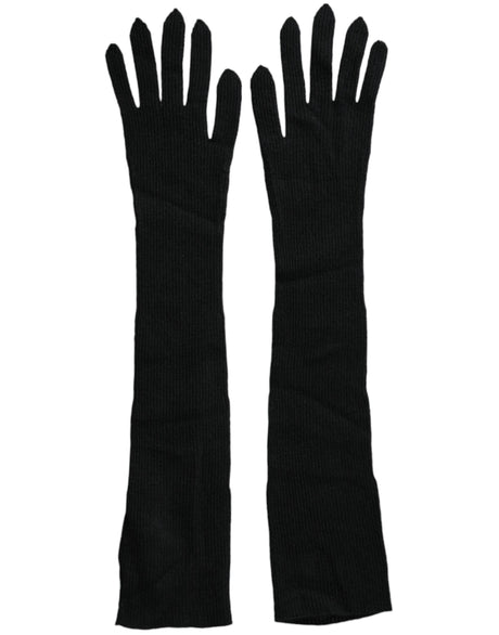 Dolce & Gabbana Black Cashmere Knitted Elbow Length Gloves - Hilstor