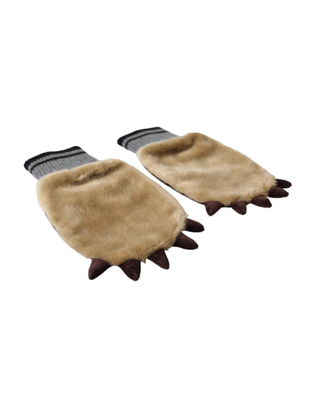 Dolce & Gabbana Beige Acrylic Knitted Fur Wrist Mitten Gloves - Hilstor