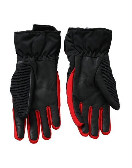 Dolce & Gabbana Black Red Nylon Wrist Length Gloves - Hilstor