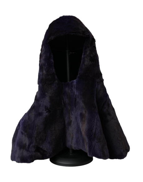 Dolce & Gabbana Black Weasel Fur Whole Head Wrap Hat - Hilstor