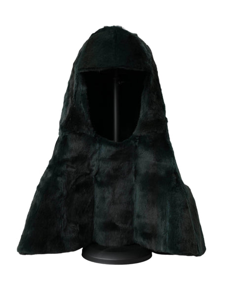 Dolce & Gabbana Black Weasel Fur Whole Head Wrap Hat - Hilstor