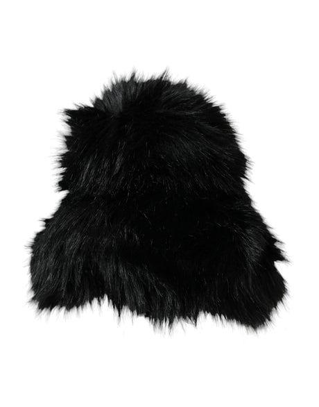 Dolce & Gabbana Black Faux Fur Womens Bucket Hat - Hilstor