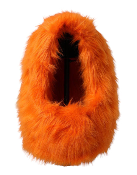 Dolce & Gabbana Orange Faux Fur Whole Head Wrap Hat - Hilstor