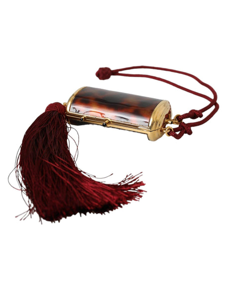 Dolce & Gabbana Brown Leopard Mini Mirror Tassel Make Up Holder Bag - Hilstor