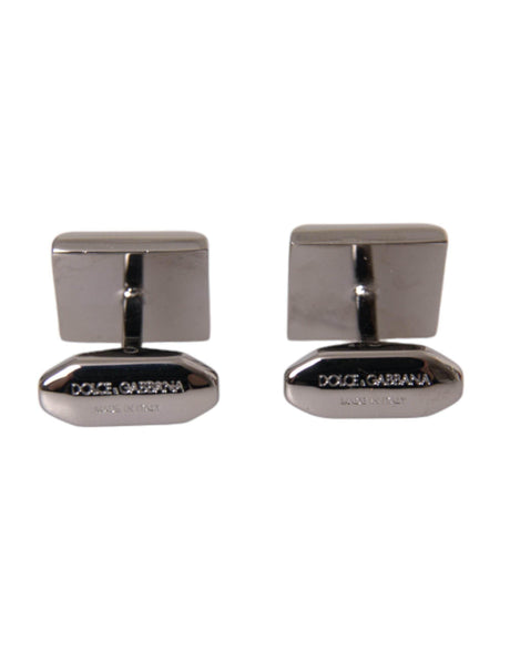 Dolce & Gabbana Silver Plated Brass Pin Crystal Cufflinks - Hilstor