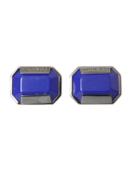 Dolce & Gabbana Silver Plated Brass Pin Crystal Cufflinks - Hilstor
