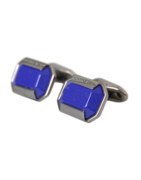 Dolce & Gabbana Silver Plated Brass Pin Crystal Cufflinks - Hilstor