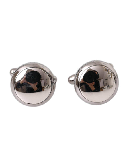 Dolce & Gabbana Silver Plated Brass Round Pin Men Cufflinks - Hilstor