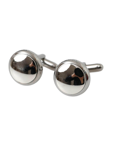 Dolce & Gabbana Silver Plated Brass Round Pin Men Cufflinks - Hilstor