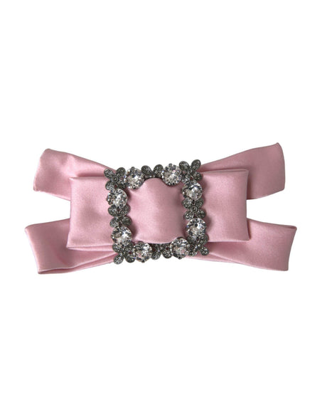 Dolce & Gabbana Pink Satin Crystal Jewelry Brooch Hair Pin - Hilstor