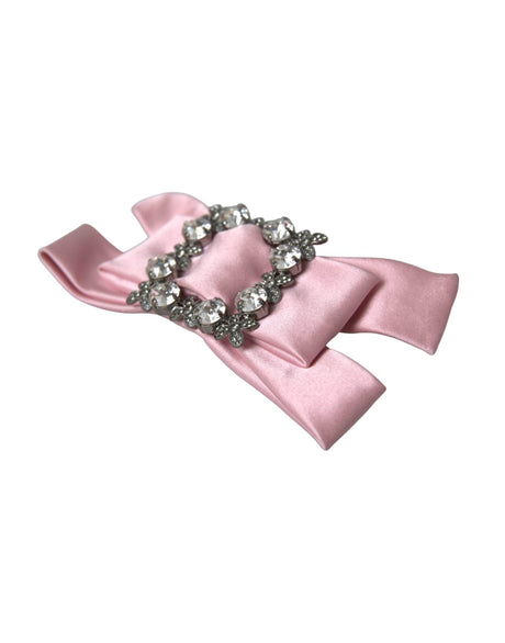 Dolce & Gabbana Pink Satin Crystal Jewelry Brooch Hair Pin - Hilstor