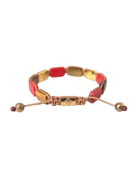 Nialaya CZ Tiger Eye Red Coral 925 Silver Men Bracelet - Hilstor