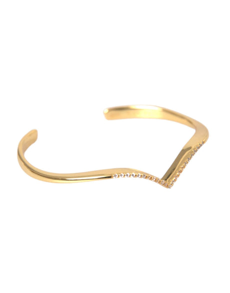 Nialaya Arched Wing Cuff Skyfall Gold CZ 925 Bracelet - Hilstor