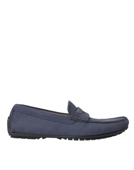 Dolce & Gabbana Blue Calf Leather Slip On Moccasin Shoes - Hilstor