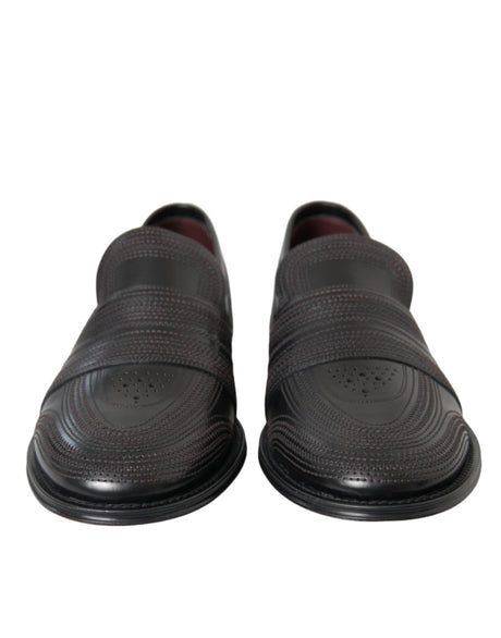 Dolce & Gabbana Black Brown Leather Loafer Men Dress Shoes - Hilstor