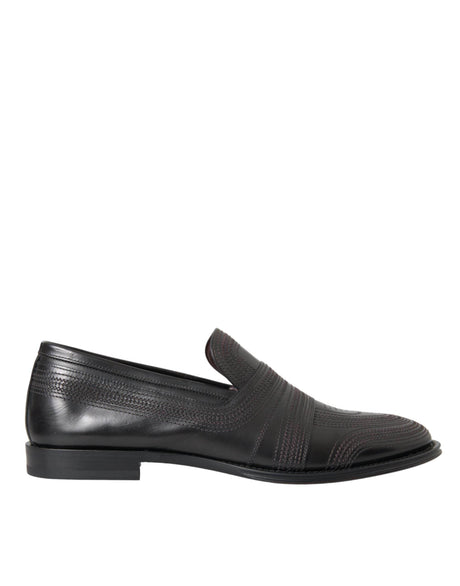 Dolce & Gabbana Black Brown Leather Loafer Men Dress Shoes - Hilstor