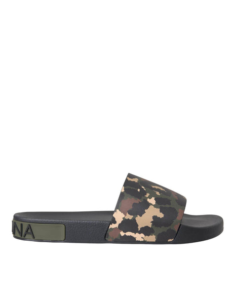Dolce & Gabbana Multicolor Camouflage Leather Beachwear Men Shoes - Hilstor