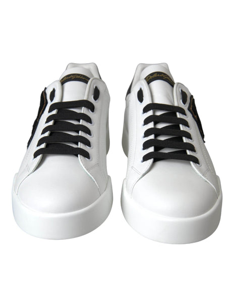 Dolce & Gabbana White Leather DG Logo Casual Low Top Sneakers Shoes - Hilstor