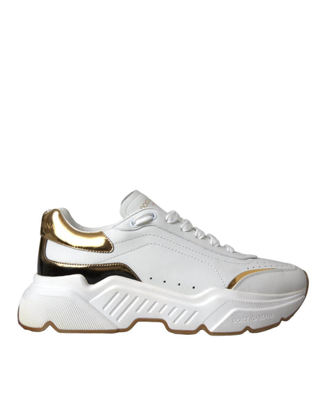Dolce & Gabbana White Gold DAYMASTER Leather Sneakers Shoes - Hilstor
