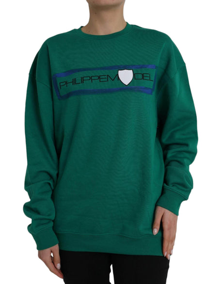 Philippe Model Green Cotton Logo Print Long Sleeves Pullover Sweater - Hilstor