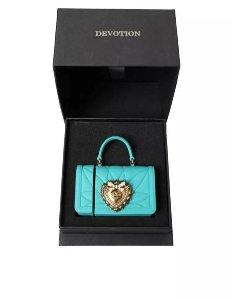Dolce & Gabbana Turquoise Silicone Devotion Heart Bag Cover Hand Airpods Case - Hilstor