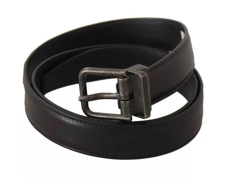 Dolce & Gabbana Black Calf Leather Antique Buckle Men Belt - Hilstor
