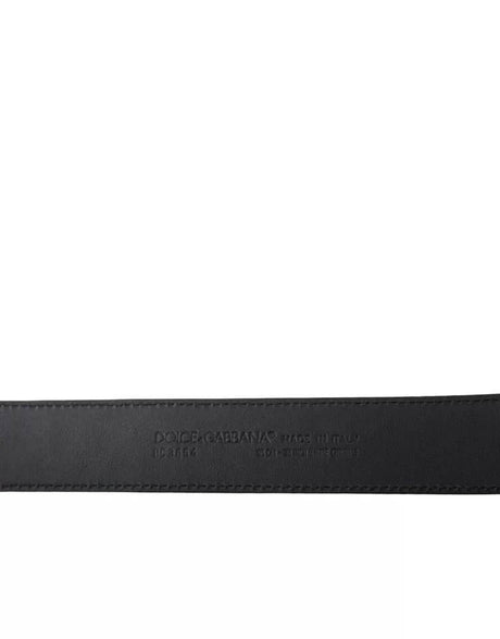 Dolce & Gabbana Black Exotic Leather Gold Metal Buckle Belt - Hilstor