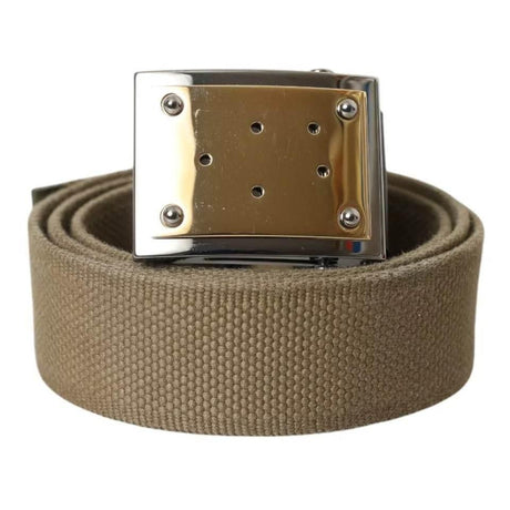 Dolce & Gabbana Brown Canvas Square Metal Buckle Men Belt - Hilstor