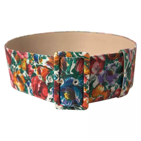 Dolce & Gabbana Multicolor Carretto Fabric Wide Waist Belt - Hilstor