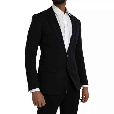 Dolce & Gabbana Blue Wool Notch Single Breasted Coat Blazer - Hilstor