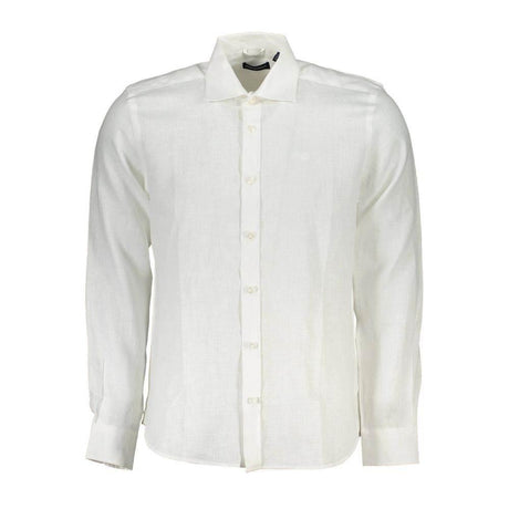 North Sails Elegant White Linen Long-Sleeved Shirt - Hilstor