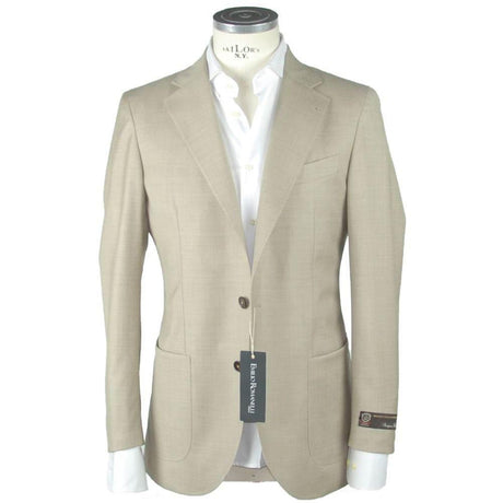 Emilio Romanelli Beige Wool Men's Blazer - Hilstor