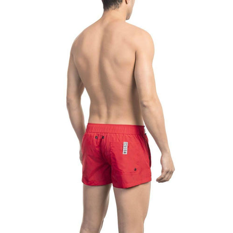 Bikkembergs Red Polyamide Men Swim Short - Hilstor