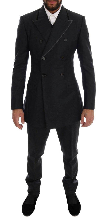 Dolce & Gabbana Gray Wool Double Breasted 3 Piece Suit - Hilstor