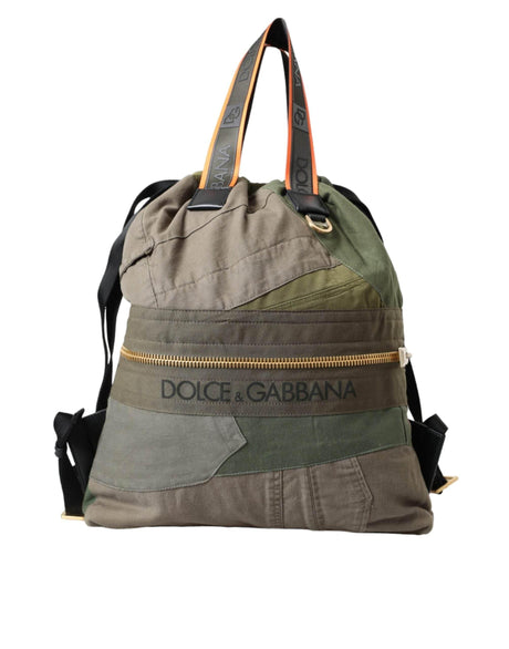 Dolce & Gabbana Military Green Patchwork Rucksack Backpack Bag - Hilstor