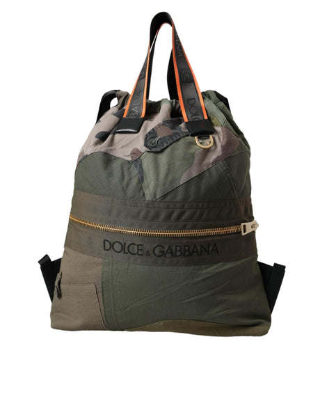 Dolce & Gabbana Military Green Patchwork Rucksack Backpack Bag - Hilstor