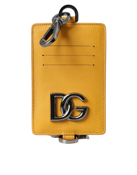 Dolce & Gabbana Orange Calf Leather Credit Card Holder Clip On Wallet - Hilstor