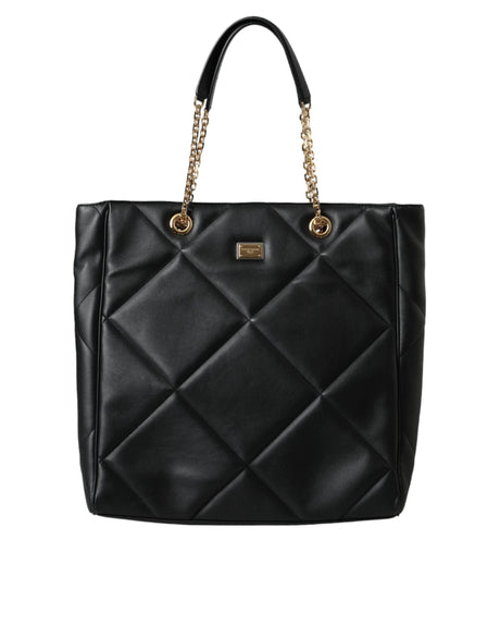 Dolce & Gabbana Black Leather JUNGLE Quilted Shopping Tote Bag - Hilstor