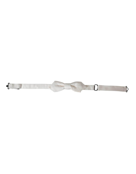 Dolce & Gabbana White Silk Adjustable Neck Men Papillon Bow Tie - Hilstor