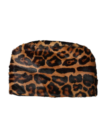 Dolce & Gabbana Brown Leopard Fur Women Bucket Hat - Hilstor