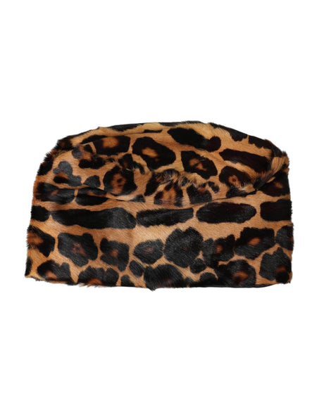 Dolce & Gabbana Brown Leopard Fur Women Bucket Hat - Hilstor