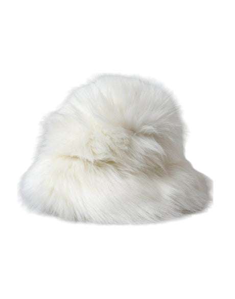 Dolce & Gabbana White Acrylic Fur Womens Bucket Hat - Hilstor
