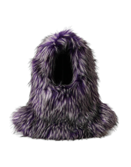 Dolce & Gabbana Purple Faux Fur Whole Head Wrap Hat - Hilstor