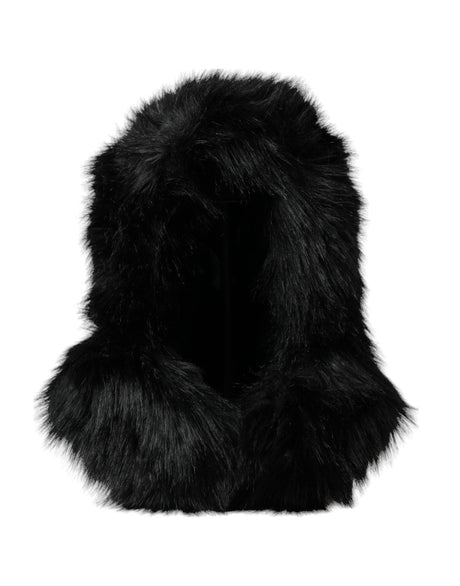 Dolce & Gabbana Black Faux Fur Whole Head Wrap Hat - Hilstor