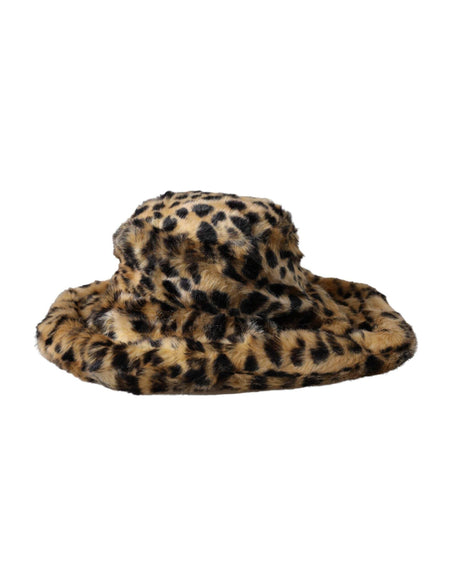 Dolce & Gabbana Brown Leopard Fur Women Bucket Hat - Hilstor