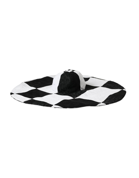 Dolce & Gabbana Black White Checkered Wide Brim Floppy Hat - Hilstor