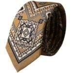 Dolce & Gabbana Yellow 100% Silk Wheel Print Adjustable Men Tie - Hilstor