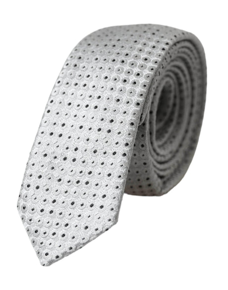 Dolce & Gabbana Light Gray Polka Dot Silk Adjustable Men Tie - Hilstor