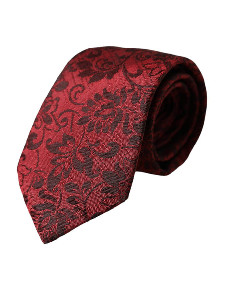 Dolce & Gabbana Red Floral Brocade Silk Adjustable Men Tie - Hilstor