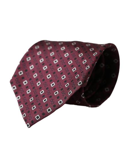 Dolce & Gabbana Maroon Silk Branded Logo Adjustable Men Tie - Hilstor